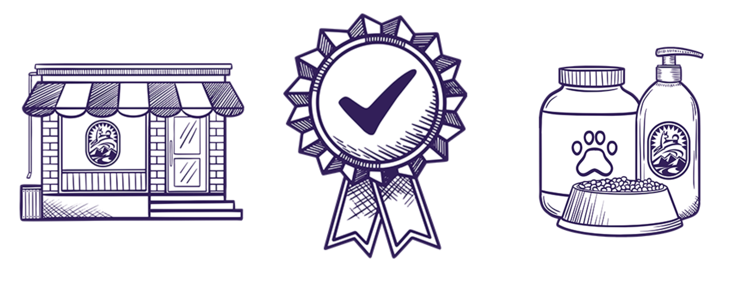 illustrated icons of Mud Bay storefront and products